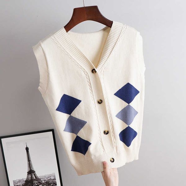 

women's knits & tees university students versatile diamond mesh vest women's spring and autumn y2603 le7x, White