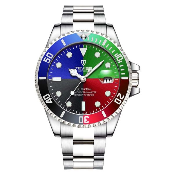 

tevise mark men mechanical watches automatic sports fashion luxury gold watch male reloj hombre relogio masculino, Slivery;brown