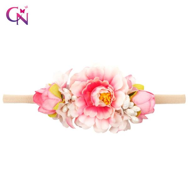 

born children nylon headbands flowers berries elastic baby girls headband pography props birthday gifts headwear hair accessories, Slivery;white