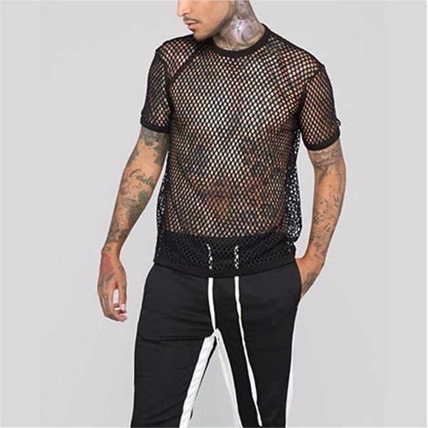 

summer tees shirts streetwear mesh men japanese style harajuku hip hop casual short sleeve tshirts transparent men's t-shirts, White;black