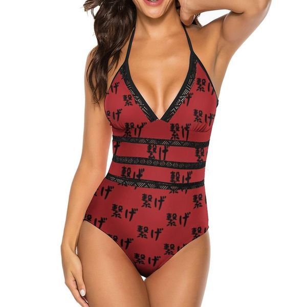 

one-piece suits nekoma swimsuit v shape 1-piece swimwear female printed surf bathing suit