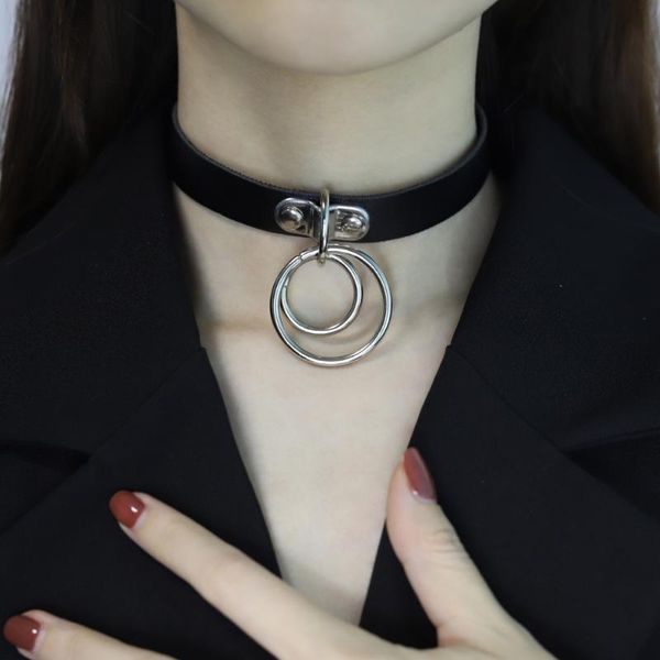 

chokers black spike choker belt collar women pu leather goth necklace for party club chockers gothic jewelry harajuku, Golden;silver