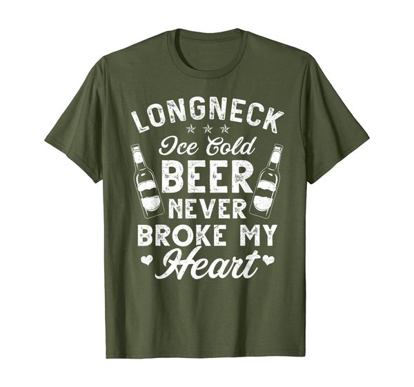 

longneck ice cold beer never broke my heart beer t-shirt, White;black