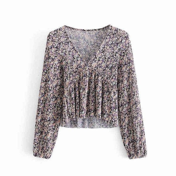 

women's blouses & shirts streetwear women pleted fashion ladies ruffles gemoetric print vintage female causal v-neck loose sh, White