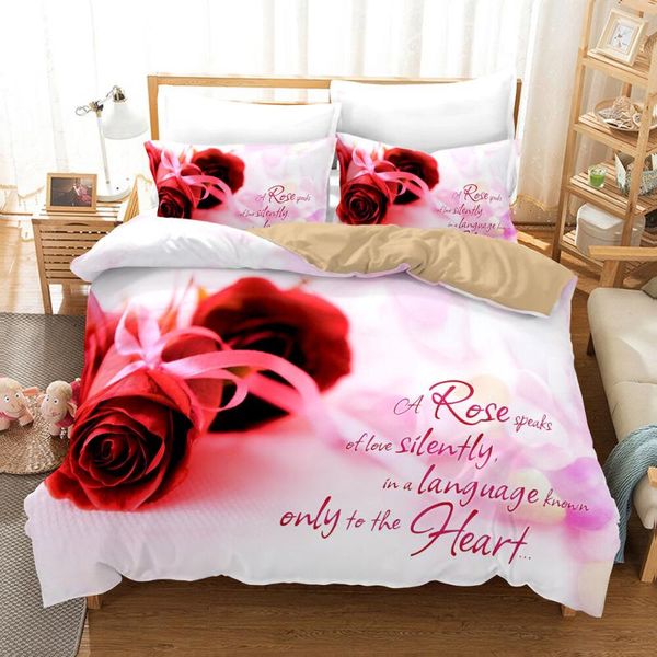 

bedding sets red rose luxury set 3d hearts flower printing duvet cover /twin/king size pillowcase quilt comforter covers