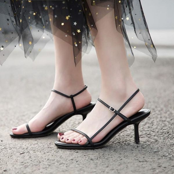 

oversized one-word button fairy wind ribbon high-heeled shoes sandals, Black
