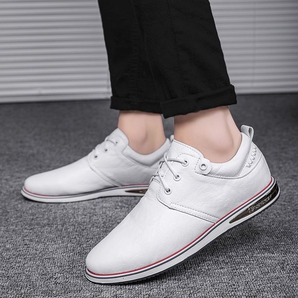 

dress shoes 2021 men's casual sports fashion genuine leather moccasins non-slip sneakers men outdoor white f6hs, Black