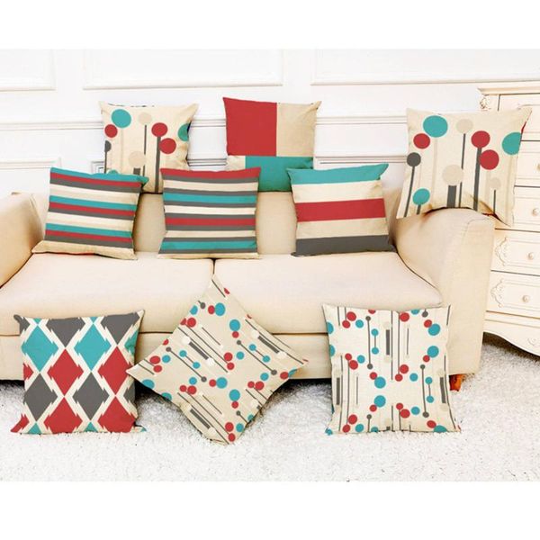 

9pcs funda cojin 45x45cm pillow case red and green geometric cushion cover sofa covers decorative pillowcase cushion/decorative