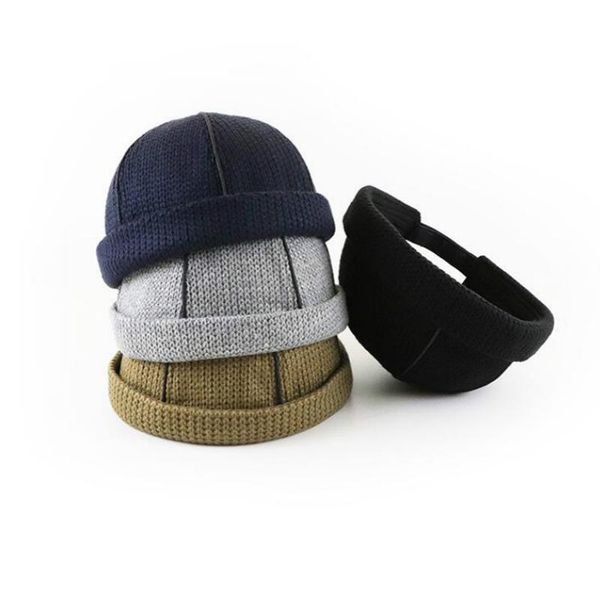 

beanies knitted landlord hat vintage 5 panel melon crochet casual winter beanie hip hop brimless adjustable skull cap