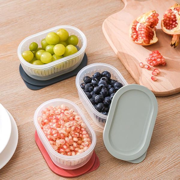 

ginger garlic storage box refrigerator stackable fruite portable square freshness preservation drain seal 14*9*7(cm) bottles & jars