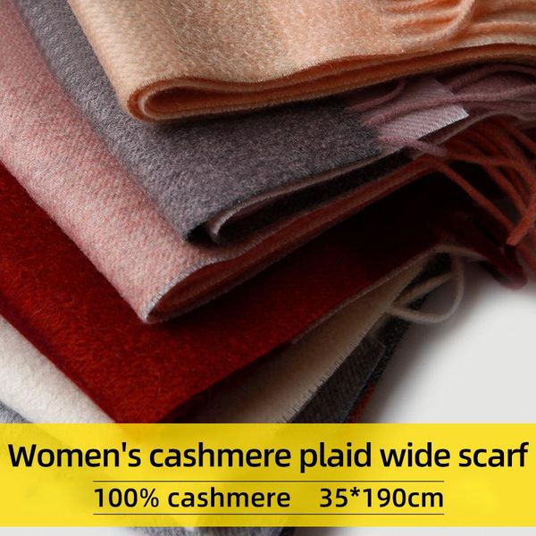 

scarves 100% pure cashmere scarf for 2021 shawls and wraps women men winter warm ladies plaid tassel pashmina, Blue;gray