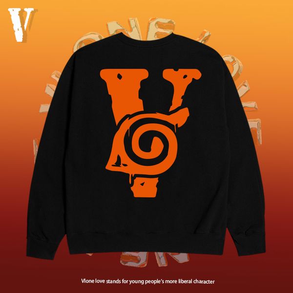 

long 2021 brand v hoodie love fashion brand orange large round neck sweater men's spring and autumn thin couple's niche design top, Black
