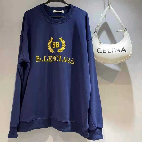 

brand hoodie fashion brand paris home double b wheat ear round neck pure cotton sweater autumn loose men's and women's, Black