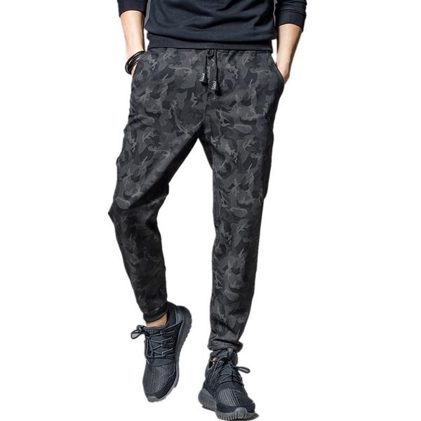 

casual harem leopard print pants men jogger sweatpants elastic waist fitness trousers male traditional clothe men's, Black