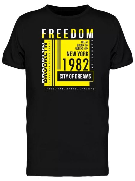 

Freedom Brooklyn Typography Men's Tee -Image by Shutterstock, White;black