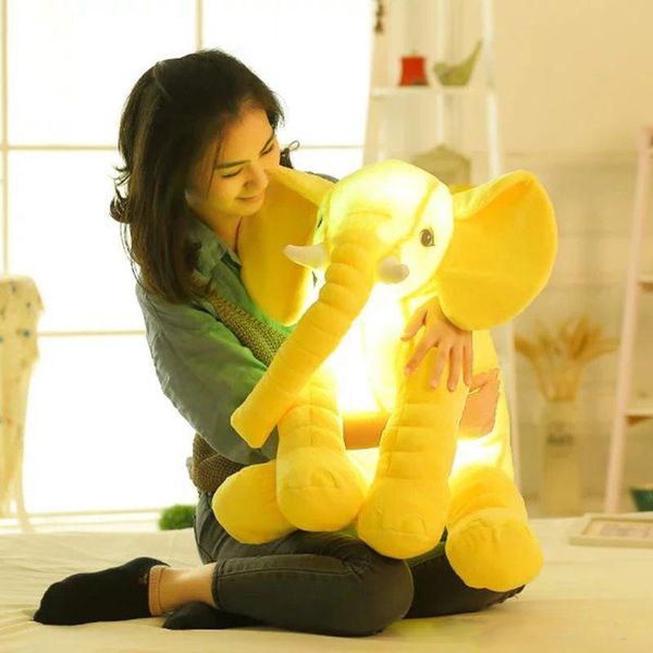 

led luminous elephant pillow baby long nose elephant stuffed plush doll toys children sleep pillow soft animals toys gifts