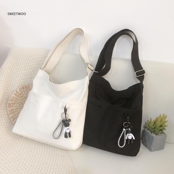 

evening bags ladies messenger bag canvas literary solid color student shoulder female handbag