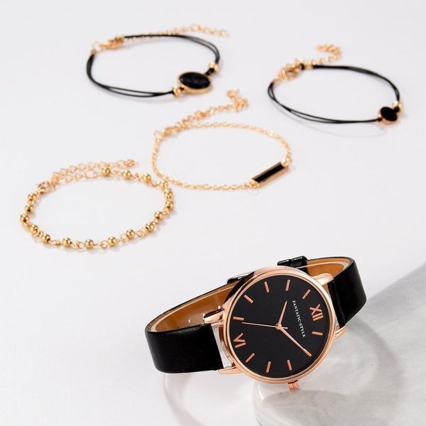 

wristwatches simple ladies watch women's quartz leather band strap analog wrist bracelet set relogio feminino, Slivery;brown