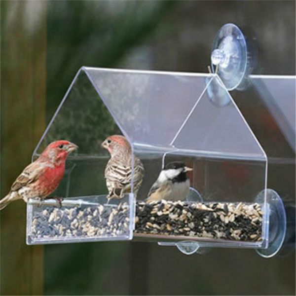 Andere Vogelzubehör-Fenster-Futterspender, klares Glas, Sichtfutter, EL-Tisch, Samen, Erdnuss, zum Aufhängen, Saugnäpfe für Haustiere