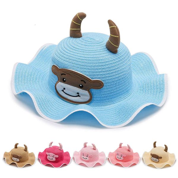 

children's hat female summer sun protection beach girl straw sun hat baby fisherman's, Yellow