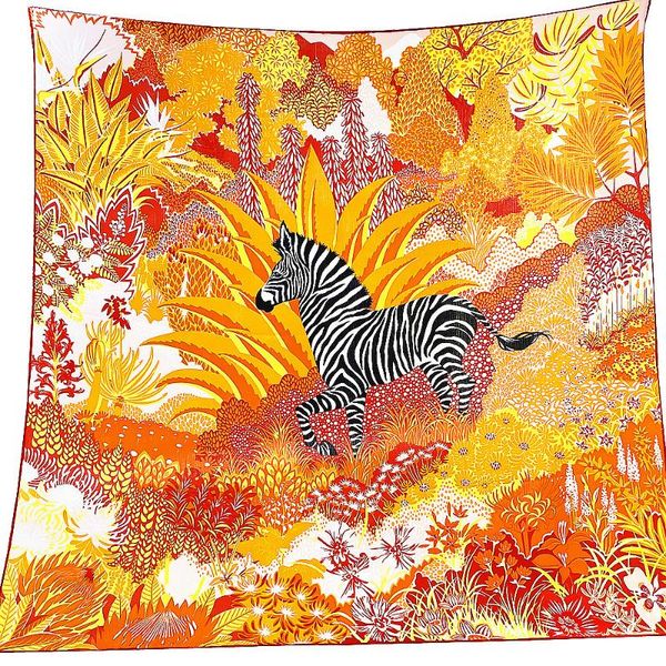 

scarves designer plant zebra print scarf floral women's flower square silk simple shawl foulard satin handkerchief gift, Blue;gray