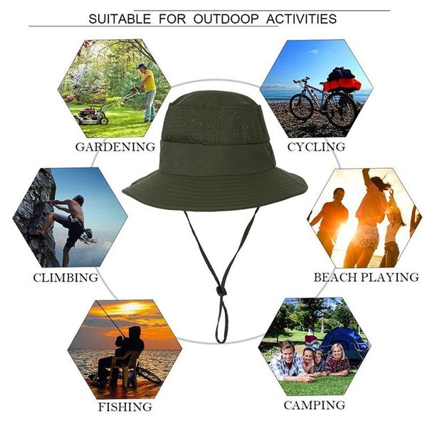 

outdoor hats sun hat, waterproof fishing hat protection summer boonie for men and women foldable bucket hiking, Black;white