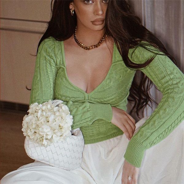 

women's sweaters women autumn short sweater female slim-fit solid color long sleeve v-neck knitwear pullovers, White;black