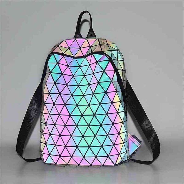 

luminous backpacks women geometric lapbackpack for men shoulder school holographic rucksack female trave bag