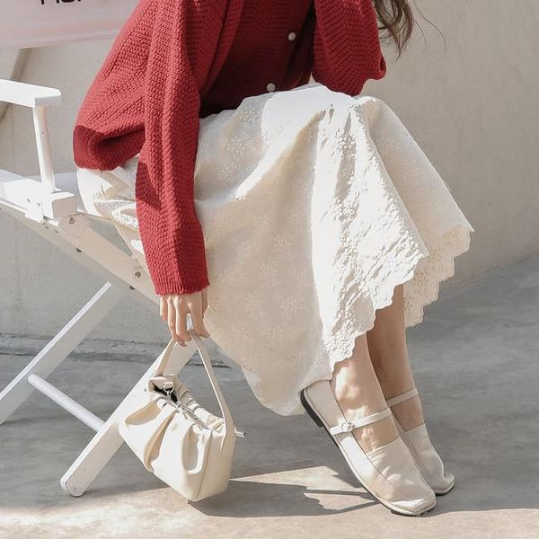 

skirts lace skirt female white a-line 2021 spring design straight ruffles natural women cotton vintage womens, Black