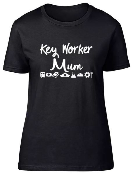 

keyworker mum fitted womens ladies t shirt, White;black