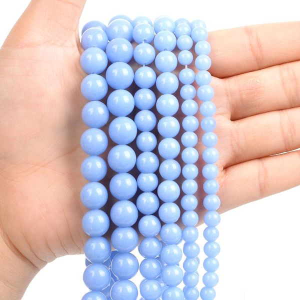 

other 1strand/lot 6/8/10mm natural stone blue luminous round beads loose spacer bead for jewelry making diy accessories
