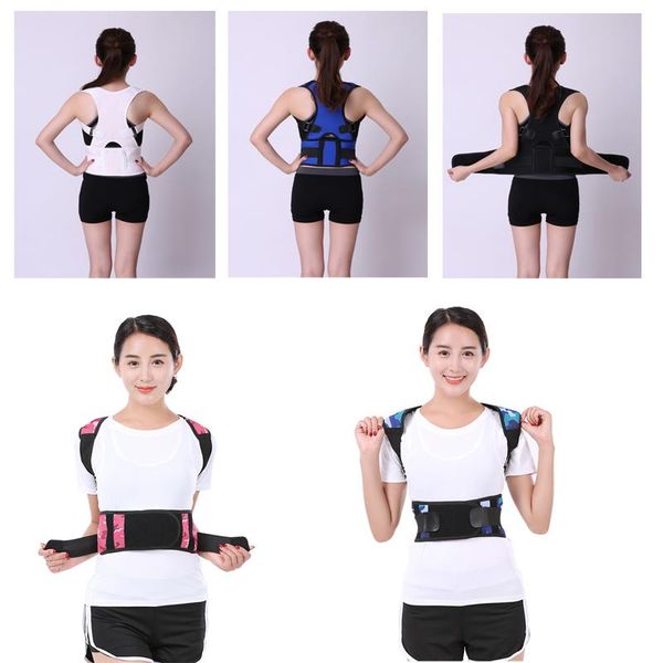 

magnetic therapy back corset shoulder lumbar posture corrector bandage spine support belt correction, Black;blue