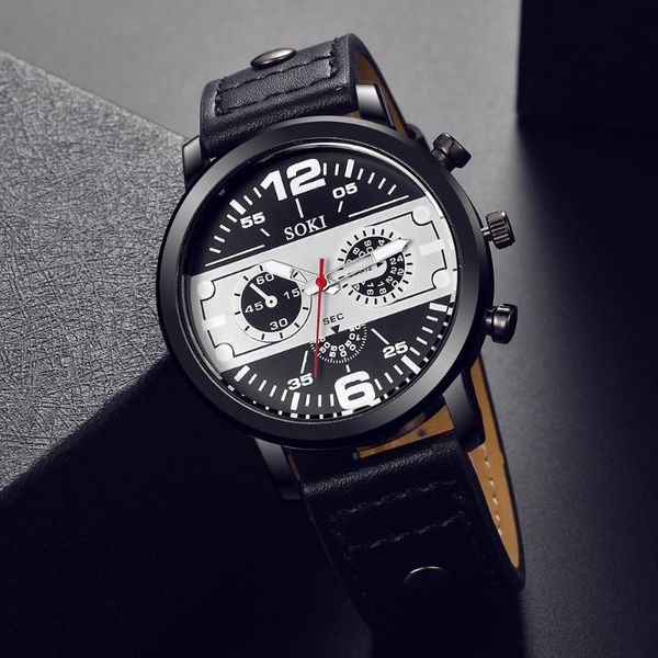 

wristwatches mens wrist watches couple fashion leather band analog quartz round business men's watch relogio masculino man 2021, Slivery;brown