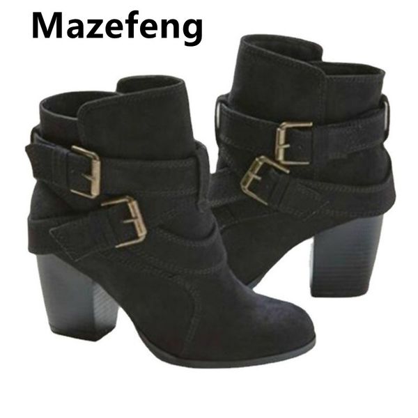 

boots plus size 35-42 spring casual women pumps warm ankle waterproof high heels 2021 shoes botas patent mujer qwax, Black