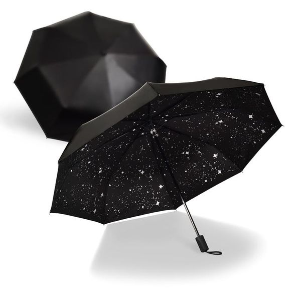 

umbrellas automatic three folding umbrella commercial outdoor for women and men rain or shine 100cm black star