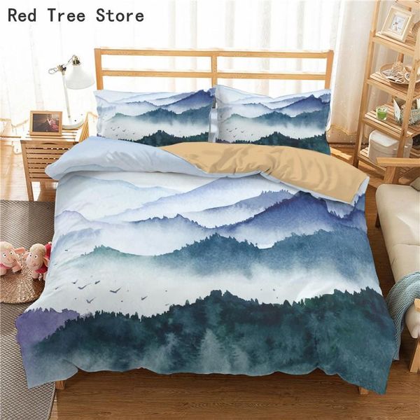 

scenery wash painting 3d duvet cover set 2/3pcs bedding sets comforter pillow case twin double single size custom bedclothes