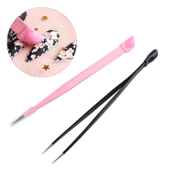 

heads nail tweezers silicone pressing head 3d stickers pick up rhinestones clip eyelash extension makeup tools glsn01-02 eyebrow & stencils