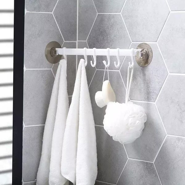 

adjustable hook rack double suction cup towel hanging shelves holder lock type sucker kitchen bathroom accessories hooks & rails