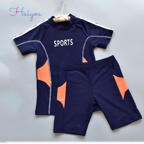 

one-pieces boys' swimsuit split type bathing suit baby boy solid color sunscreen uv resistant, Black