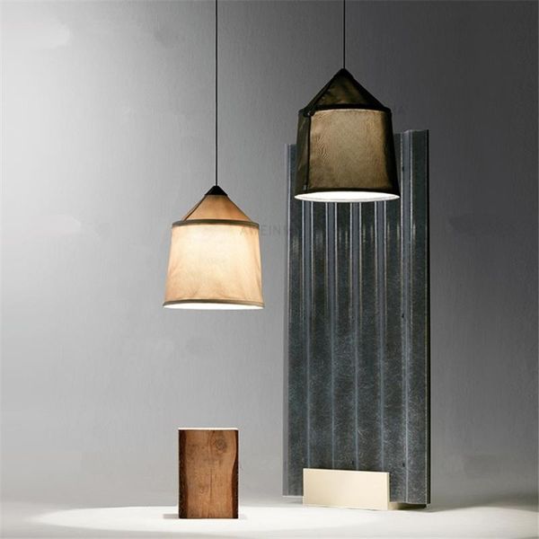 

designer modern linen tent shape pendant lights country american retro dining cotton fabric lamp bedroom living room lighting lamps