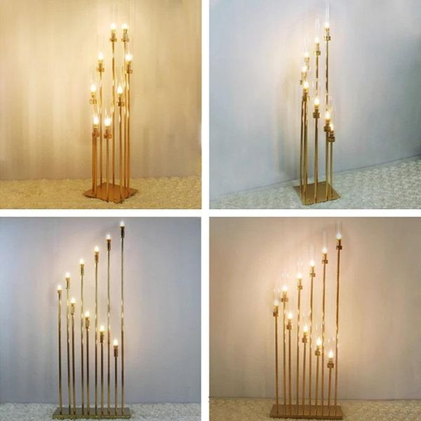 

candle holders multi head golden wedding decor road guide reed light acrylic transparent candlestick home party table centerpiece