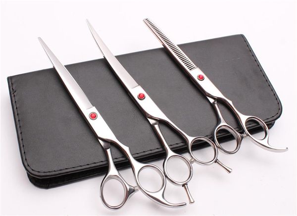 

hair scissors 3pcs suit 7'' 19.5cm jp professional pets hairdressing cutting shears +thinning scissor +up curved c3002