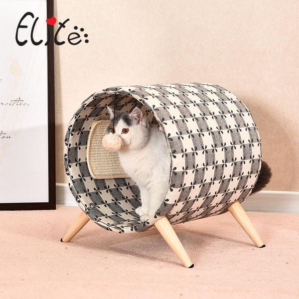 

cat beds & furniture sisal claw board mat toy solid wood bed house cask cat's nest tent pet supplies