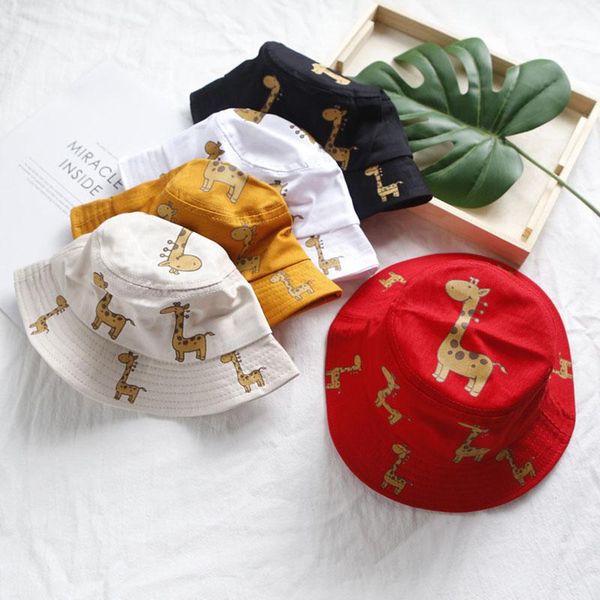 

children panama caps spring summer boys girls fisherman sun hat kids outdoor beach big eaves cartoon giraffe bucket basin & hats, Yellow