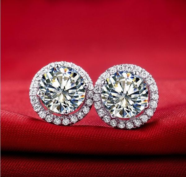 

other splendid earrings 2ct/piece au750 moissanites jewelry stud women engagement 750 white gold lab carbon earring, Golden;silver