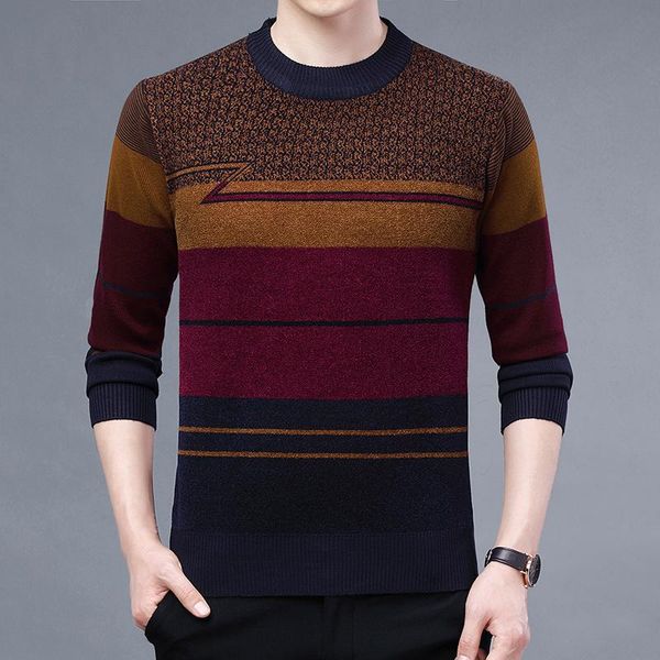 

men's sweaters autumn winter men fashion striped pullover warm knitted jumper long sleeve casual jersey clothing y423, White;black