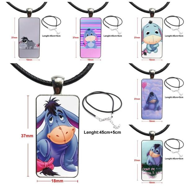 

pendant necklaces for women gift glass galaxy necklace steel plated jewelry baby eeyore donkey print, Silver