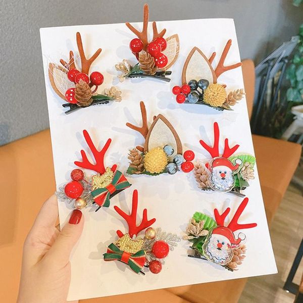 

hair accessories christmas clips for girls cute deer ear hairpins kids antler barrette costume dress up, Slivery;white