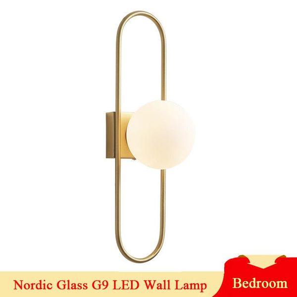 

nordic copper wall lamps simple glass lampshade aisle corridor wandlamp bedroom bedside magic bean indoor lightings 220v lamp