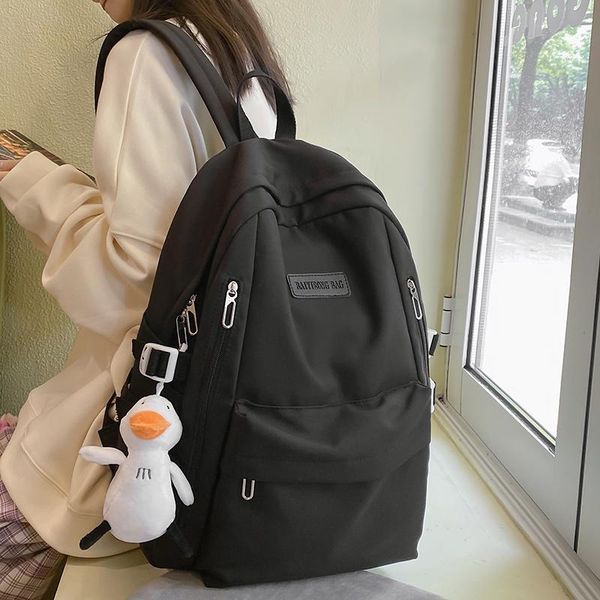

backpack female college students ins harajuku style schoolbag korean version of ulzzang solid color travel